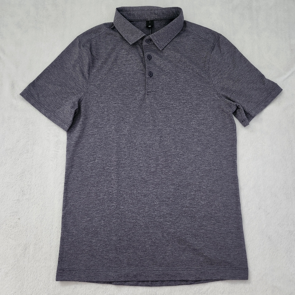 LULULEMON Men's Heathered Grey Lavender Polo Shirt Stretch Size Small‎